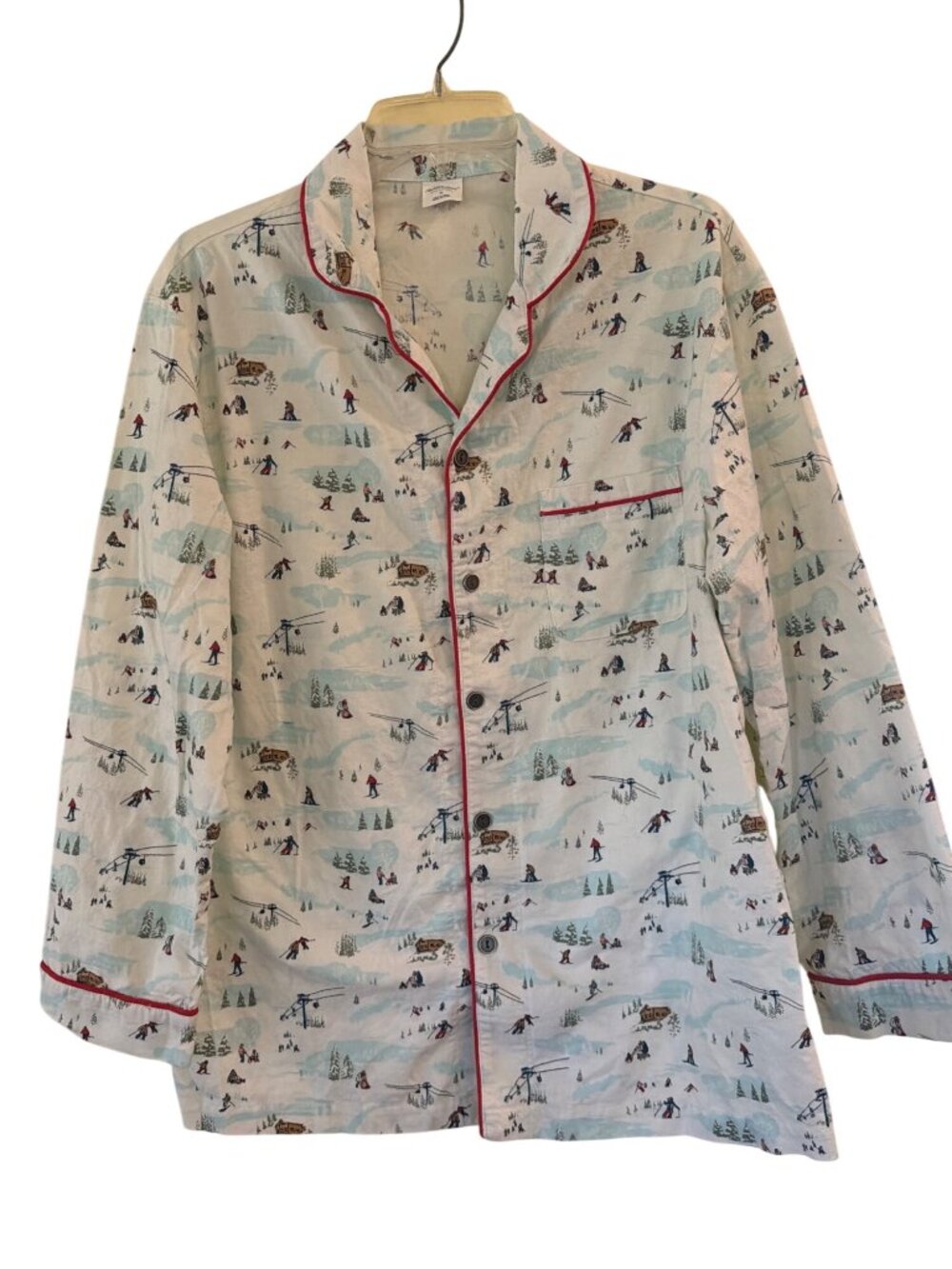 Hearth & Hand Magnolia Women’s Pajama Top M Cotton Ski Winter Print Sleep Shirt